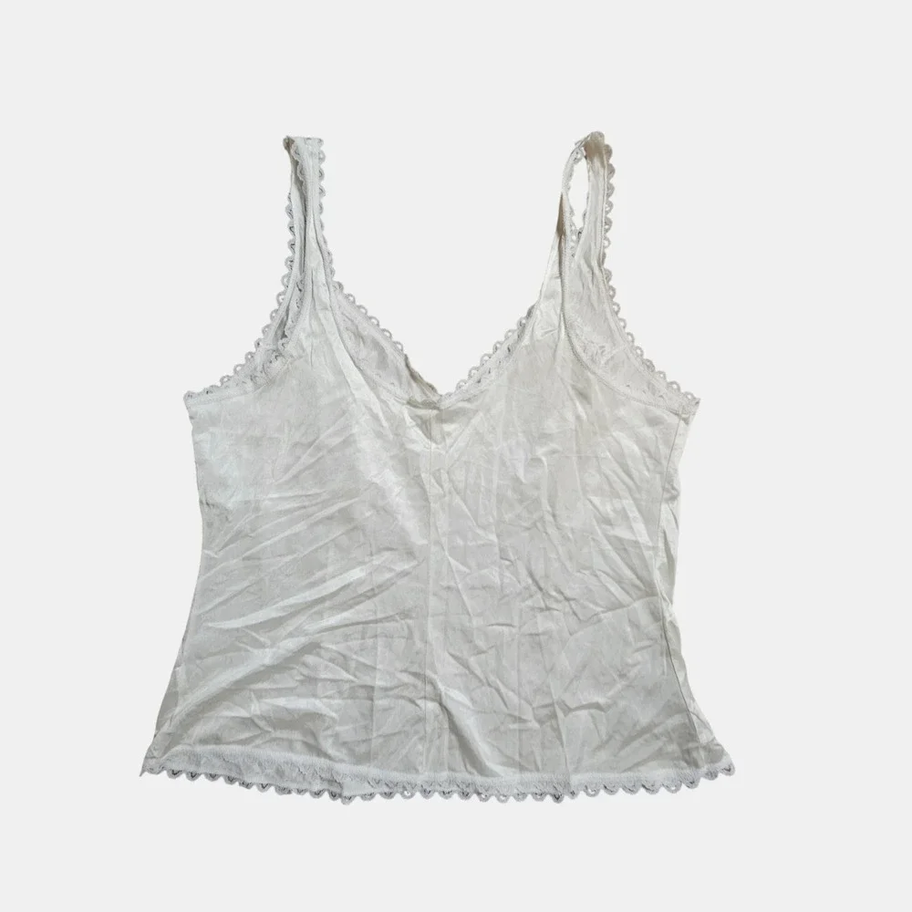 Adonna Satin Lace Trim Cami Top 38 Antron III‎ Nylon Lingerie Slip Coquette VTG
